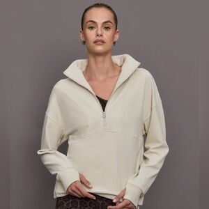 NWT VARLEY Timberley Half zip midlayer Size S cement